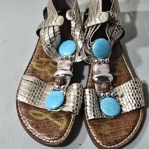 Stylish Gold and Turquoise Sandals